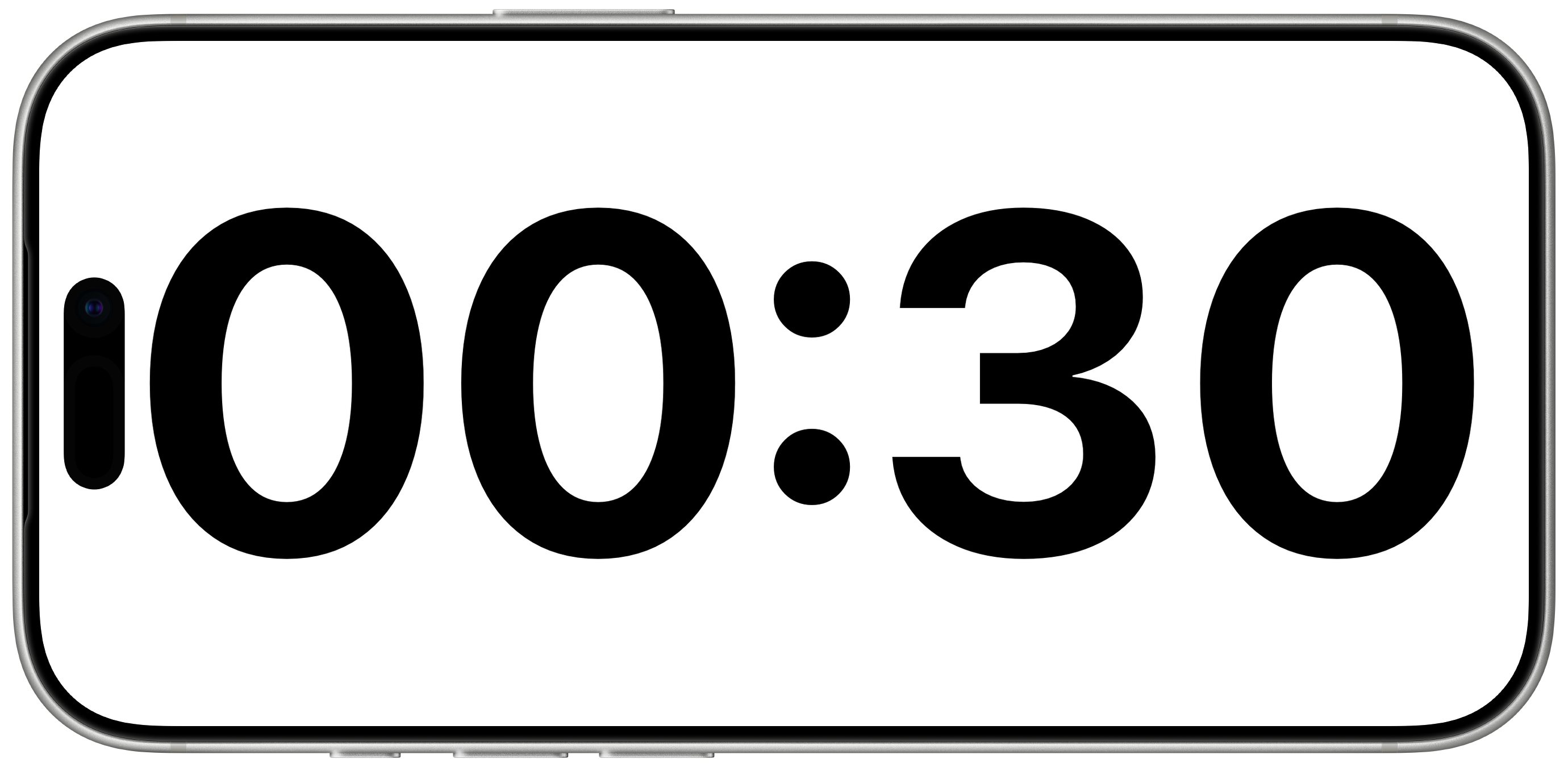 An iPhone bezel showing a large 12:34 countdown